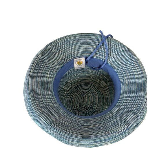 Wallaroo Wide Brim Sun Hat Rolled Ombre Blue UPF Protection Packable Vacation - Picture 7 of 13